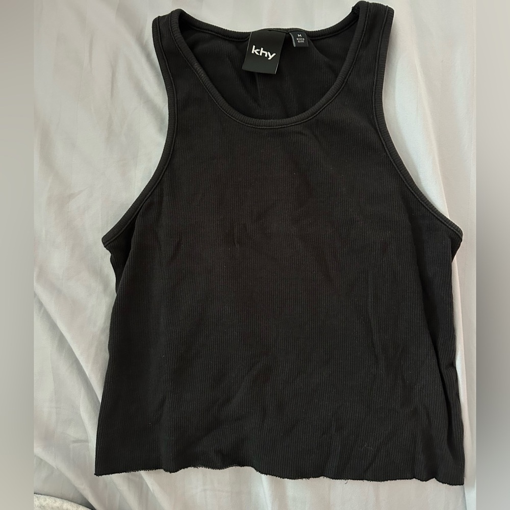 khy Black Ribbed Tank Top